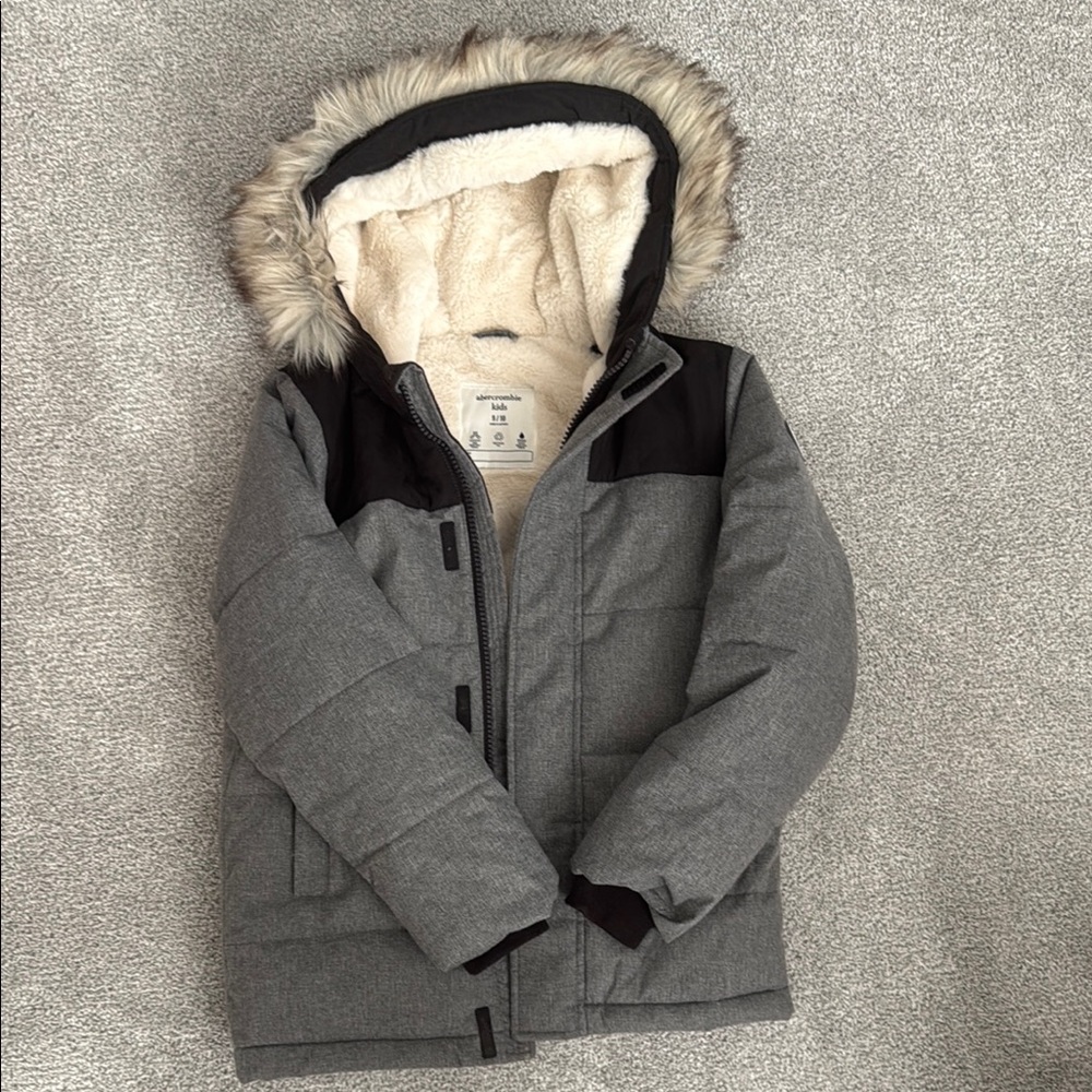 Gray and Black Hooded Winter Jacket